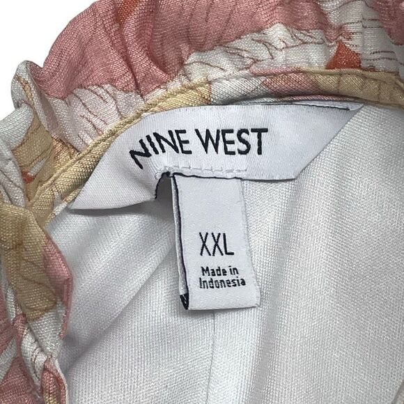 Nine West Palm Print Tiered Peasant Ankle Length Maxi Dress N0475 - Picture 4 of 8